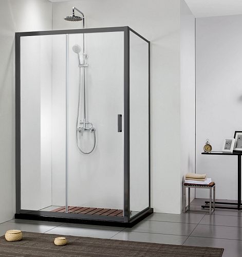 Душевой угол Aquatek AQ ARI RA 10020BL/AQ ARI WA 10020BL 100*100 профиль черный матовый