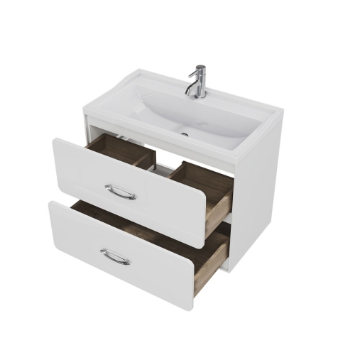 Тумба с раковиной Mirsant Viva 80, 100 подвесная, белая фото 4