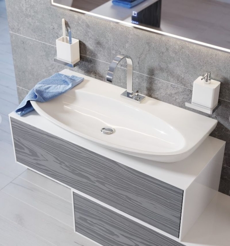 Шкаф навесной Aqwella GENESIS 100 120 серый фото 3