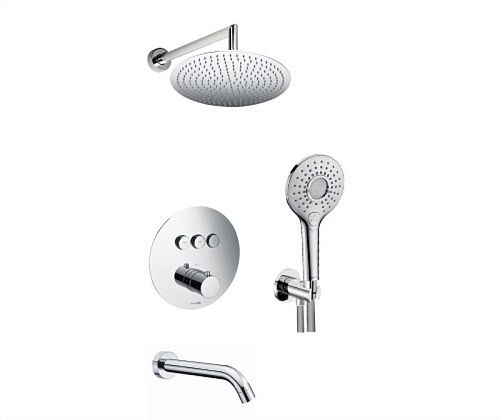 Встроенный смеситель для ванны на 3 положения Wasserkraft A175817 Thermo (душевой комплект) хром