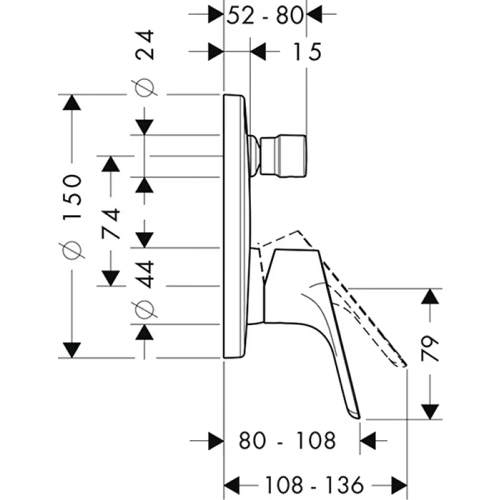 Смеситель скрытого монтажа (внешняя часть) Hansgrohe Focus E2 для ванны 31945000, хром фото 3