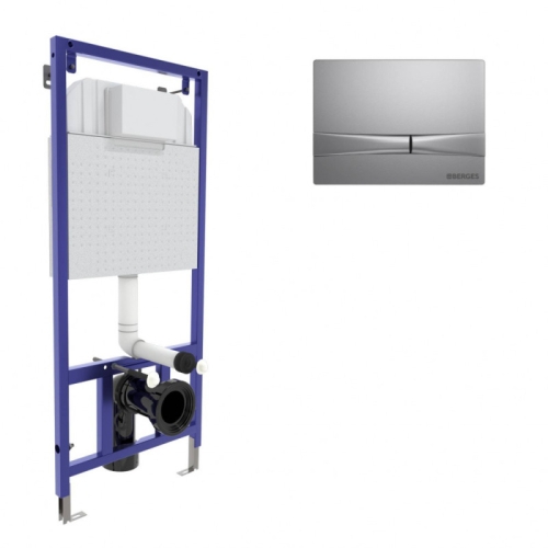 Инсталяция Berges Wasserhaus NOVUM F кнопка белая, хром матовый, хром глянец, Soft Touch черная