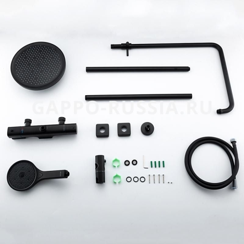 Душевая система с термостатом Gappo G2495-76 черная фото 12