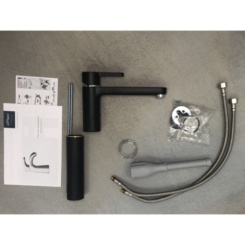 Смеситель высокий для раковины Paini Arena черный фото 3