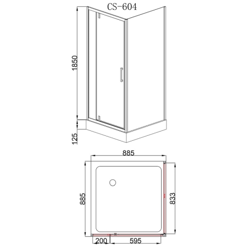 Душевое ограждение Loranto CS-604A 90 90*90 низкий поддон фото 3