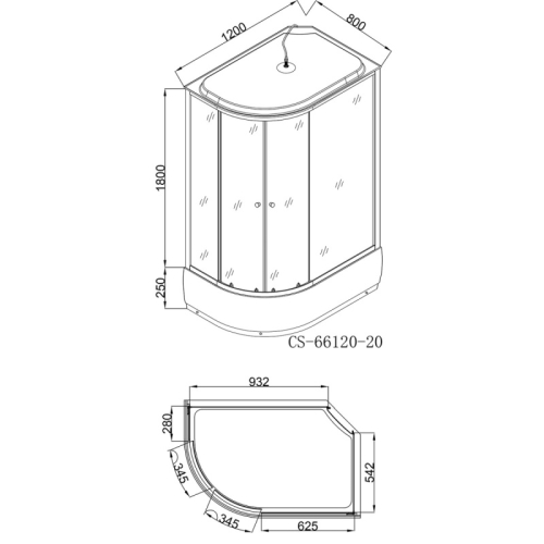 Душевая кабина Loranto CS-66120-20R GB 120 120*80, правая, средний поддон фото 3