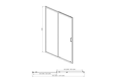 Дверь душевая Aquatek AQ ARI RA 10020GM (12020) 100, 120 профиль оружейная сталь фото 2