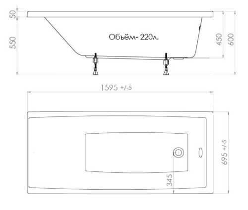Ванна акриловая Triton Джена 150, 160, 170*70 фото 5
