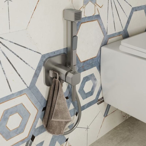 Смеситель Iddis Spring скрытого монтажа с гигиеническим душем сатин фото 2