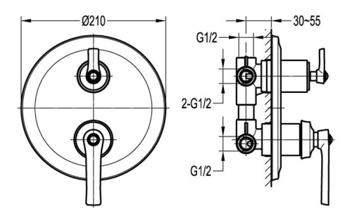 Встроенный смеситель для душа на 3 полож CEZARES LIBERTY-F-VDIM3-01 хром фото 2
