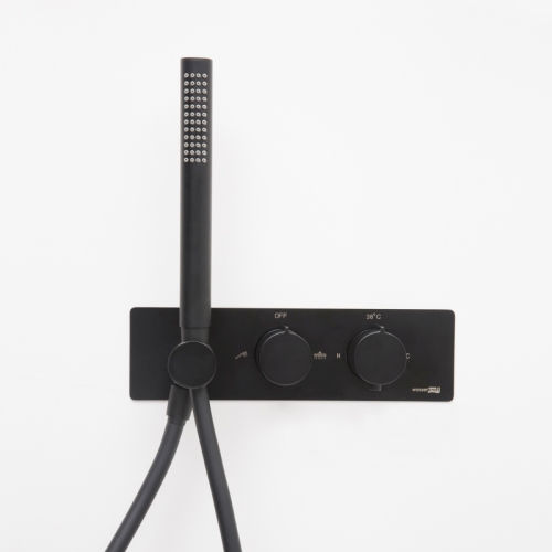 Термостатический смеситель для душа Wasserkraft Elbe 7488 Thermo со встраиваемой системой монтажа, черный soft touch