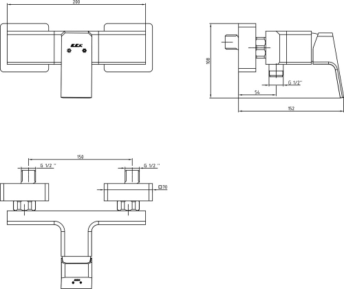 Смеситель для душа E.C.A Tiera 102154024EX хром фото 2 Смеситель для душа E.C.A Tiera 102154024EX хром фото 2