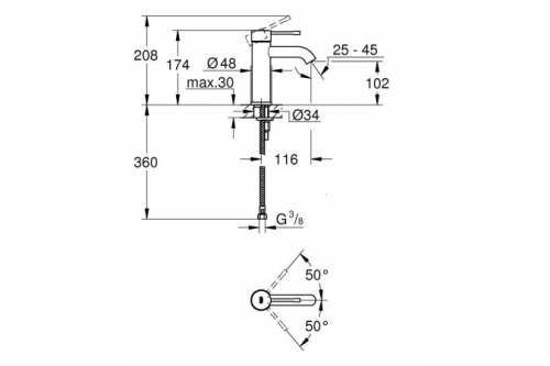 Смеситель для раковины Grohe Essence New, хром, (23590001) фото 2