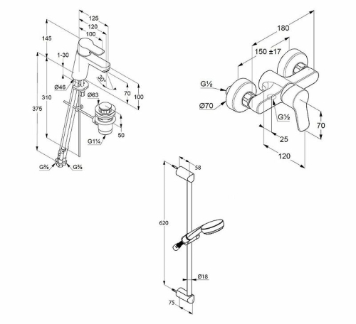 Набор смесителей для душа Kludi PURE&EASY 3in1 фото 3 Набор смесителей для душа Kludi PURE&EASY 3in1 фото 3