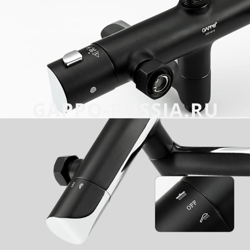 Душевая система с термостатом Gappo G2403-56 хром-черная фото 6