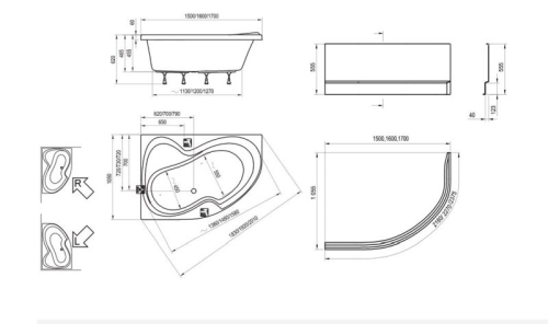 Ванна акриловая Ravak Rosa II 150*105 160*105 170*105 фото 3