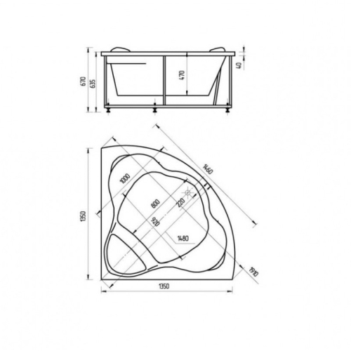 Ванна Aquatek Галатея 135*135 фото 2