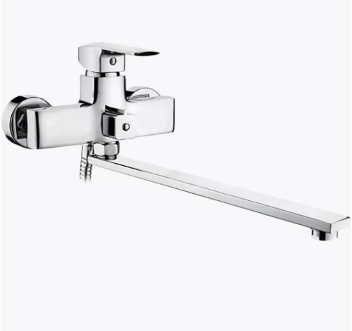 Смеситель с длинным изливом для ванны Ledeme L2258 хром (лейка и шланг в комплекте)