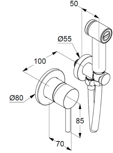 Смеситель с гигиенической лейкой Kludi Bozz 389983976 черный фото 2