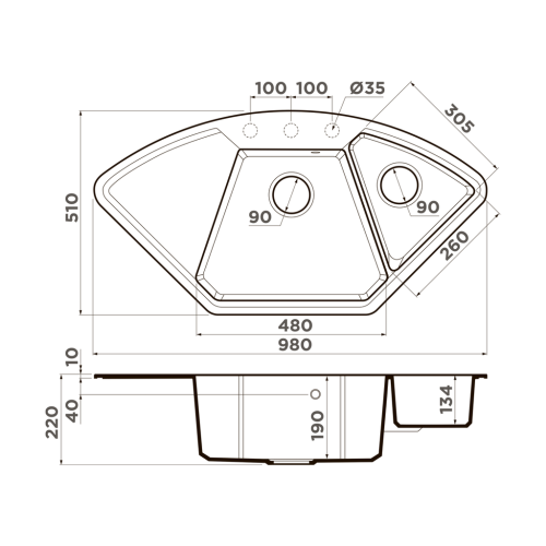 Кухонная мойка Omoikiri Yonaka 98C (7 цветов) фото 2