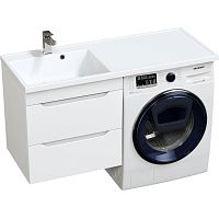Тумба с раковиной над стиральной машиной Mirsant Soho Quadro 120 подвесная, белая