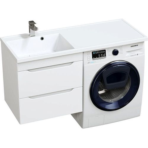 Тумба с раковиной над стиральной машиной Mirsant Soho Quadro 120 подвесная, белая