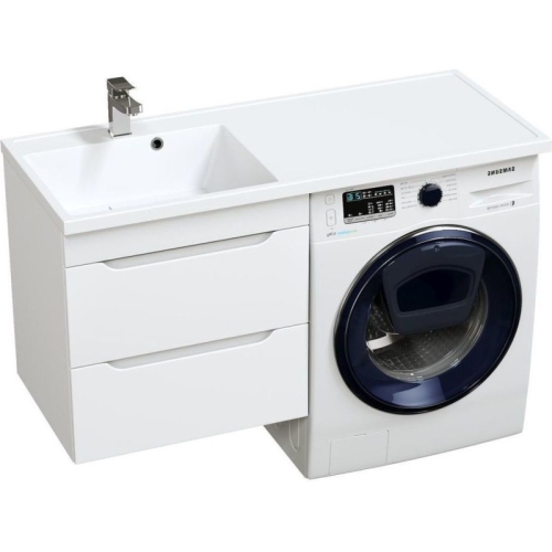 Тумба с раковиной над стиральной машиной Mirsant Soho Quadro 120 подвесная, белая