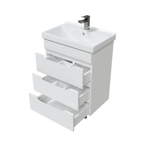Тумба с умывальником Мирсант Soho Quadro 60 - Fest (узкая) напольная, без доводчика фото 3