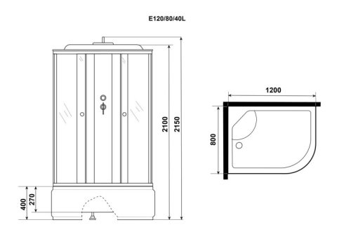 Душевая кабина Niagara Eco NG-7510-14L BLACK 120*80*215 высокий поддон(40см),стекло мозаика фото 3 Душевая кабина Niagara Eco NG-7510-14L BLACK 120*80*215 высокий поддон(40см),стекло мозаика фото 3