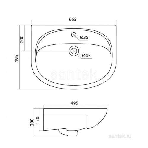 Раковина Santek Стелла 65 1WH110174 фото 3