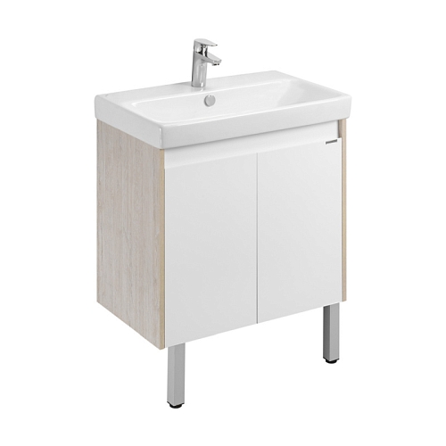 Тумба с раковиной Aquaton Сканди Doors 45, 55, 70, 80 Белый Глянцевый/Дуб Верона