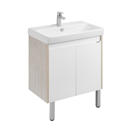 Тумба с раковиной Aquaton Сканди Doors 45, 55, 70, 80 Белый Глянцевый/Дуб Верона