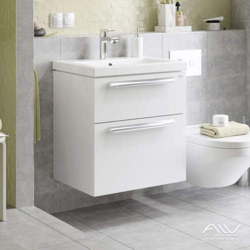 Тумба с раковиной Alavann Vanda Lux 60 подвесная белая