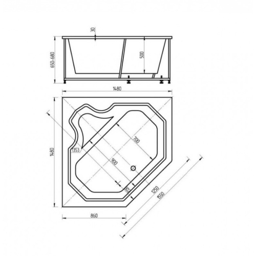Ванна Aquatek Лира 150*150 фото 2