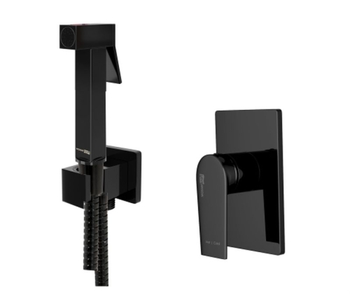 Смеситель с гигиеническим душем Wasserkraft Glan A66096 встраиваемый черный глянец