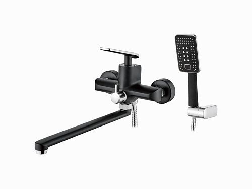Смеситель для ванны с дл изливом Ledeme L2274B хром-черный