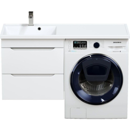 Тумба с раковиной над стиральной машиной Mirsant Soho Quadro 120 подвесная, белая фото 4