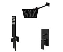 Встроенный смеситель для ванны на 2 положения Wasserkraft A66209  (душевой комплект) черный глянец