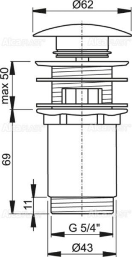 Alca Plast A392, click/clack, с большой заглушкой фото 2