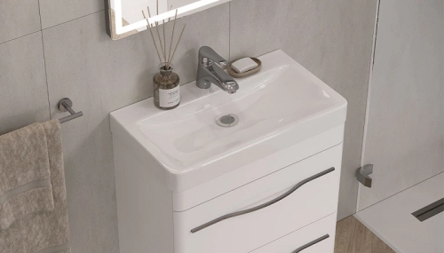 Тумба с умывальником Velvex Jill 60, 80 подвесная, белая матовая фото 5