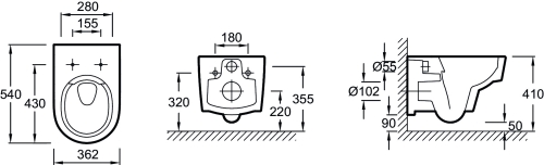 Унитаз подвесной безободковый Jacob Delafon Odeon Rive EDR102-00, сидение термодюропласт микролифт E24889-00 фото 5
