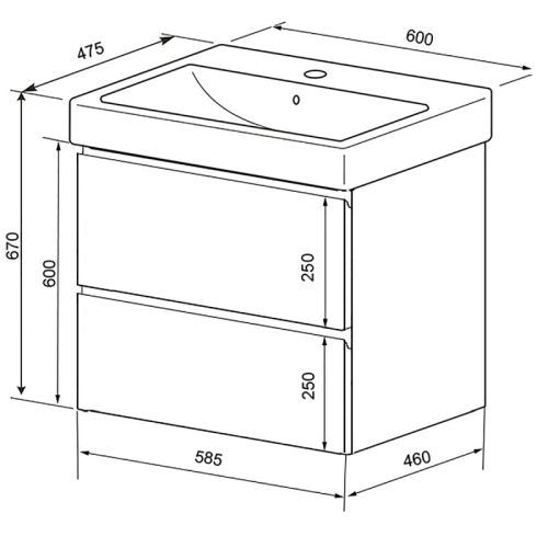 Тумба с умывальником Azario Мила 60, 80 подвесная с раковиной Tempo фото 4