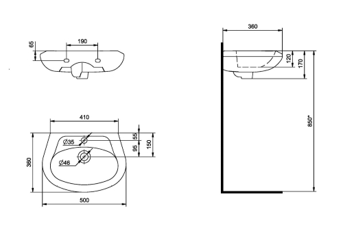 Раковина Santek Бриз 50, 55, 60 фото 5