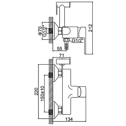 Смеситель с лейкой для гигиенического душа Ledeme L5210 хром фото 2