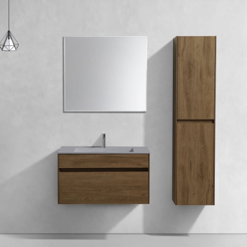 Тумба с раковиной Vincea Chiara 60, 80, 100 Т.Oak Дуб Табак, подвесная, раковина серая фото 2
