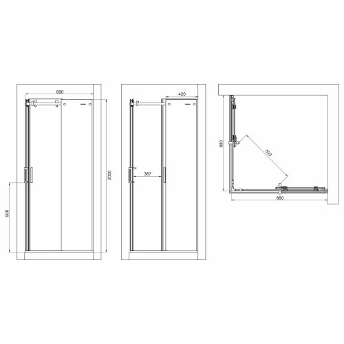 Душевое ограждение Mirsant Vector без поддона 90*90, 100*100 фото 7