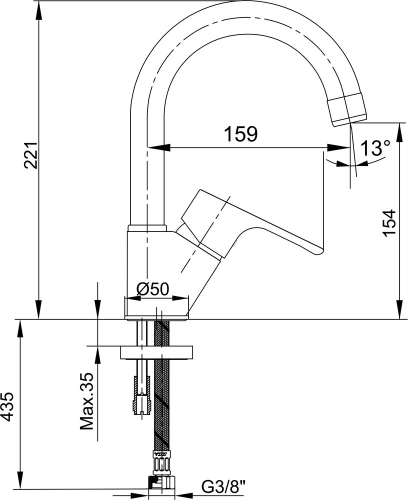 Смеситель для раковины E.C.A Niobe 102188054EX хром фото 2