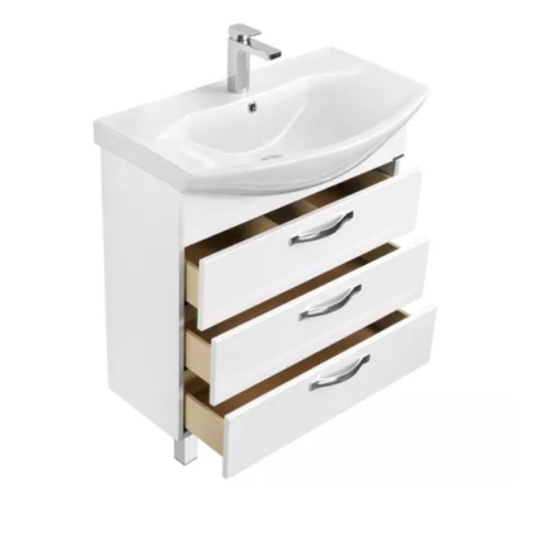 Тумба с умывальником Aquaton Ария Н напольная 50, 65, 80 Белый глянцевый фото 3