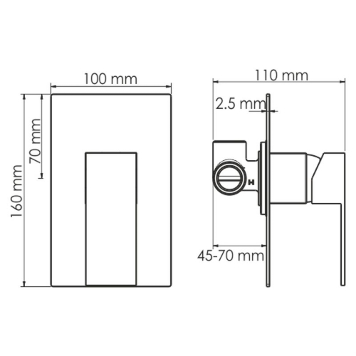 Встроенный смеситель для душа Wasserkraft Abens 2051 чёрный Soft-touch фото 5