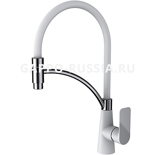 Смеситель с гибким изливом для кухни Gappo Noar G4048-8 хром-белый